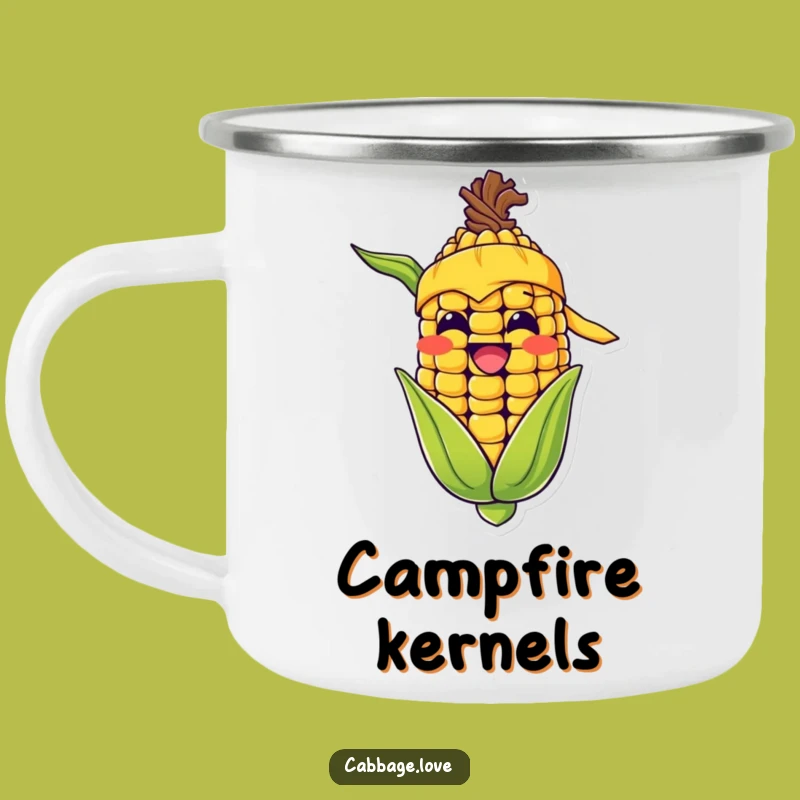 Funny Corn Cob Grin Camping Mug: Bandana Kernel Cup for Outdoor Smiles