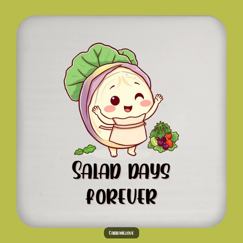 Funny Cabbage Chef Coaster: Salad Tossing Drink Protector - Gift