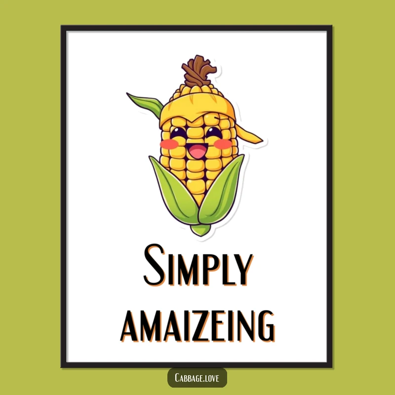 Funny Corn Cob Grin Poster: Happy Bandana Kernel Art for Cheerful Decor