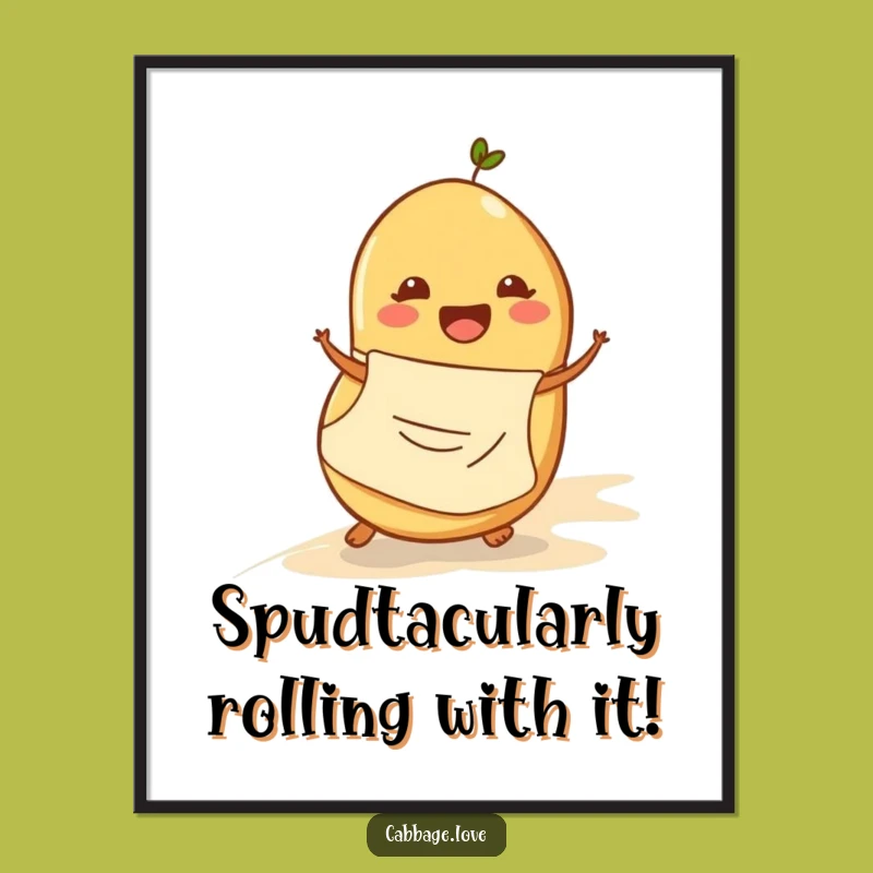 Free Printable Wall Art: Rolling Potato Joy! Humorous Downloadable Decor for a Happy Home